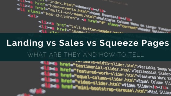 Squeeze page vs Sales page vs Landing page