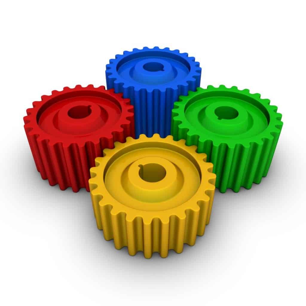 Colour psychology - colourful Gears - Techdesign